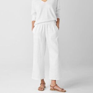 Eileen Fisher  White Organic Linen Wide-Leg Pant  SP  NWT